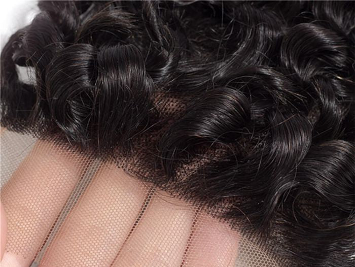 4x4 Transparent Lace Closure Deep Wave Human Hair Closure Natural Black Hair