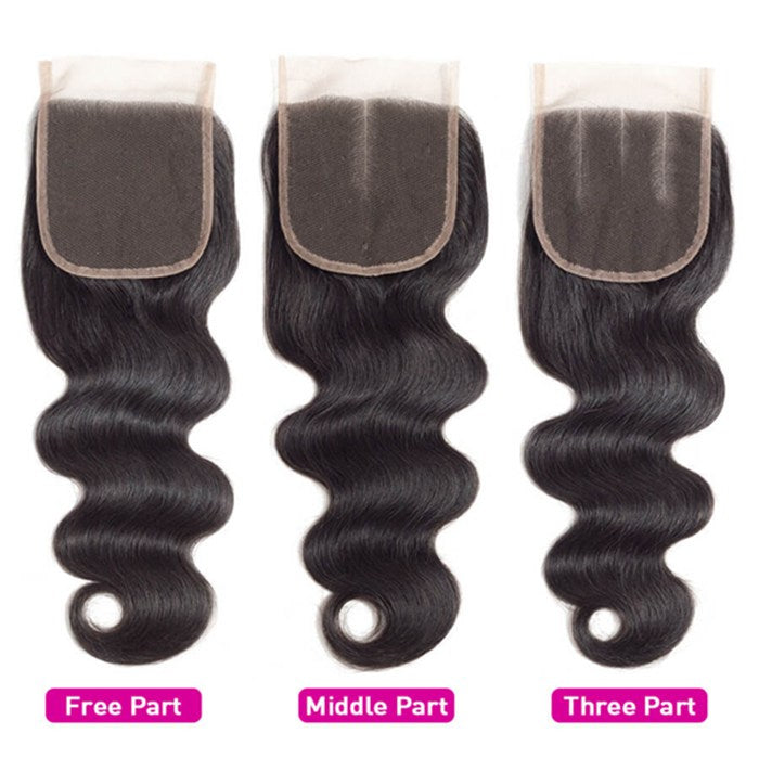 Body Wave Hair 4x4 Lace Closure Natural Color 100% Human Hair