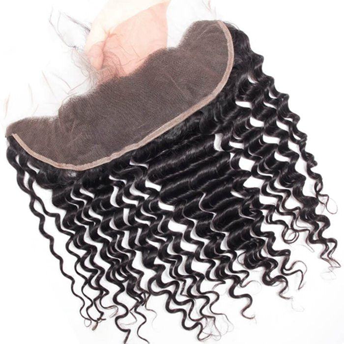 Transparent Lace Frontal Deep Wave 13x4 Ear to Ear Lace Frontal Human Hair 12A Best Quality